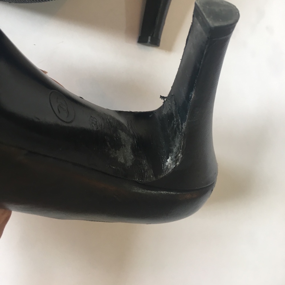 Chanel Black Peep Toe Heels - Picture 6 of 7